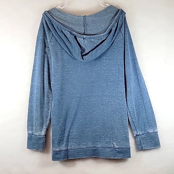 Jasmine & Ginger Blue Burn Out Sweatshirt Hoodie Size L - Picture 7 of 8